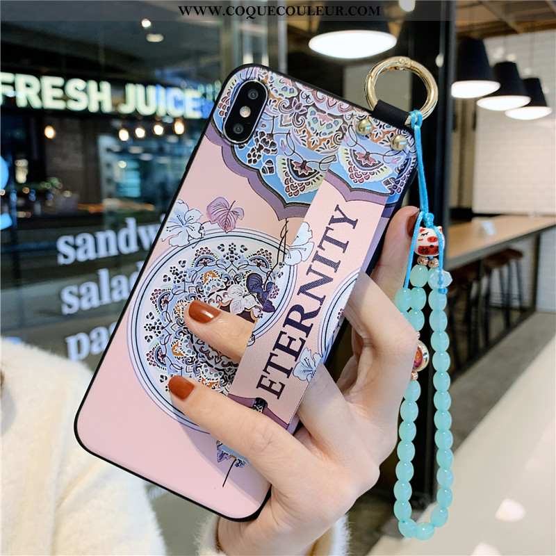 Coque iPhone X Vintage Bracelet Style Chinois, Housse iPhone X Protection Étui Rose