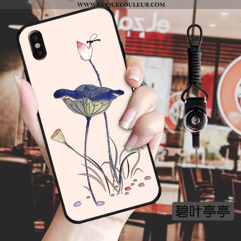 Housse iPhone X Vintage Fleur Étui, Étui iPhone X Tendance Protection Bleu