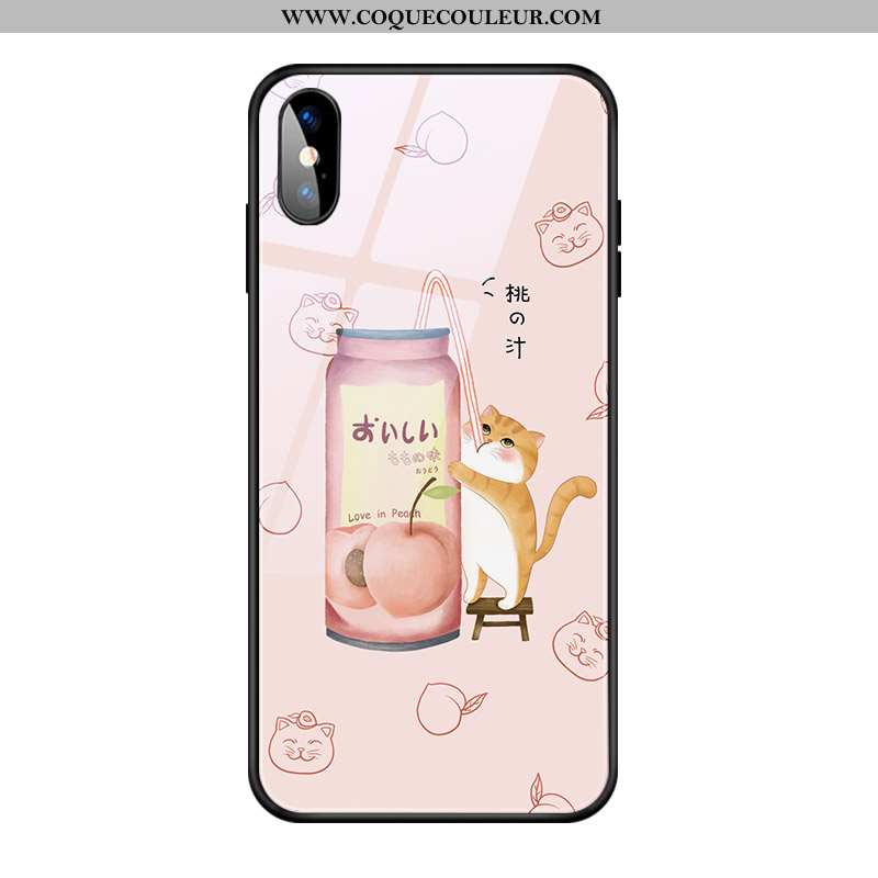 Coque iPhone X Créatif Chat Coque, Housse iPhone X Dessin Animé Téléphone Portable Rose