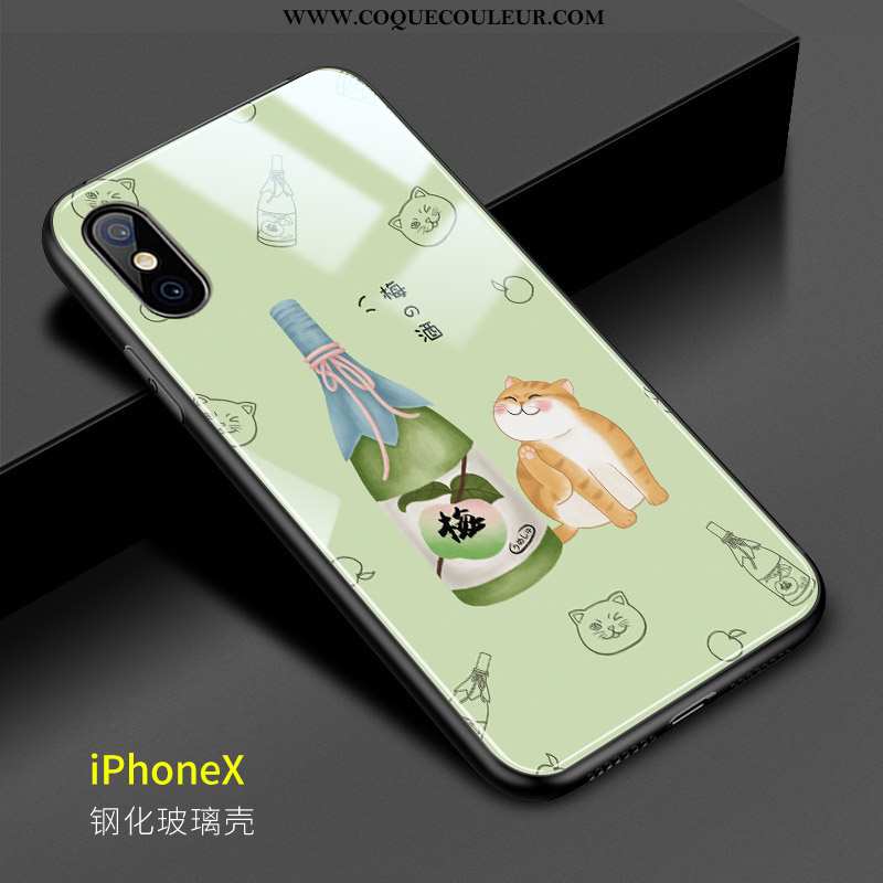 Coque iPhone X Créatif Chat Coque, Housse iPhone X Dessin Animé Téléphone Portable Rose