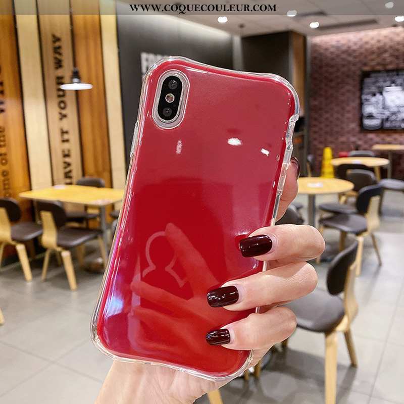 Housse iPhone X Protection Créatif Couleur Unie, Étui iPhone X Personnalité Antidérapant Rouge