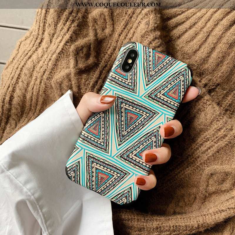 Housse iPhone X Modèle Fleurie Coque Délavé En Daim, Étui iPhone X Fluide Doux Silicone Bleu