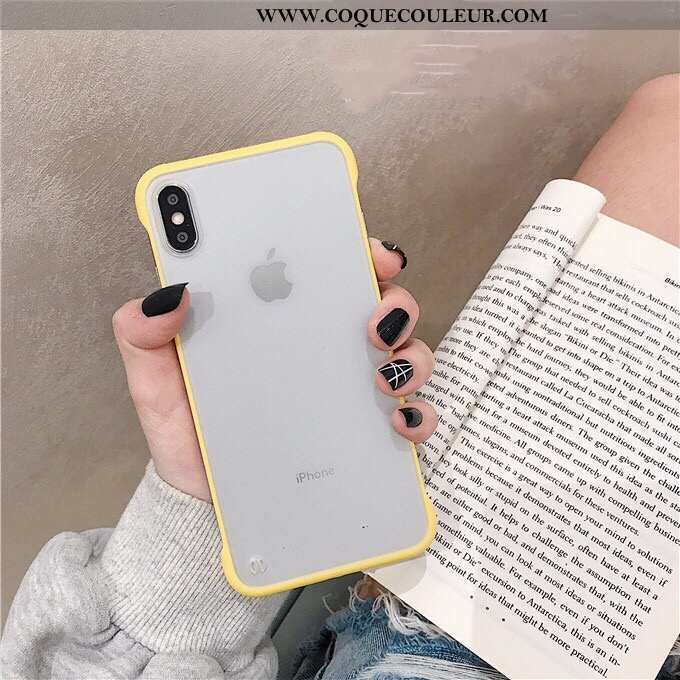 Étui iPhone X Ultra Coque Délavé En Daim, iPhone X Légère Transparent Jaune