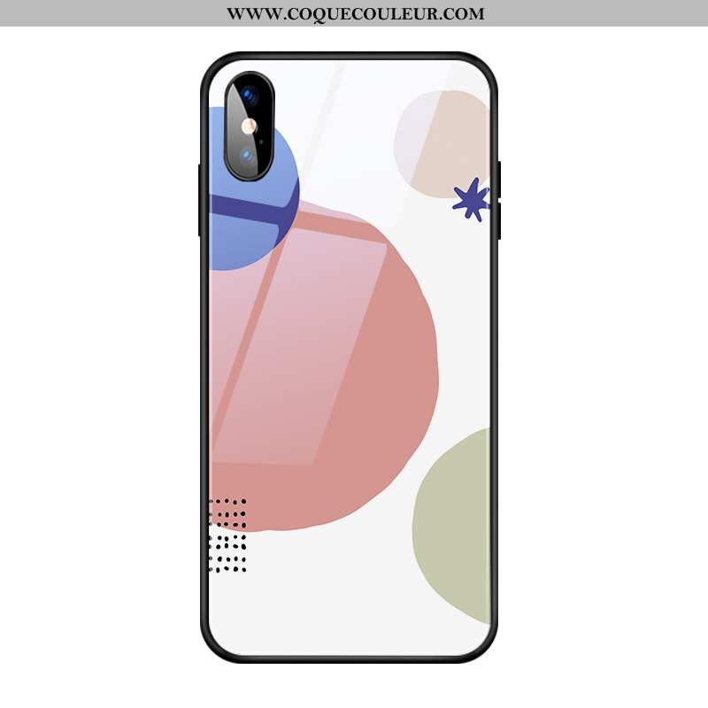 Coque iPhone X Verre Géométrie Vent, Housse iPhone X Personnalité Modèle Rose