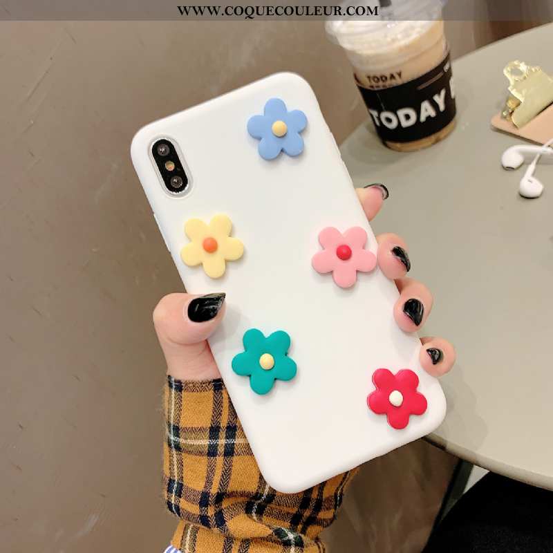 Housse iPhone X Fluide Doux Vent Fleurs, Étui iPhone X Silicone Blanche