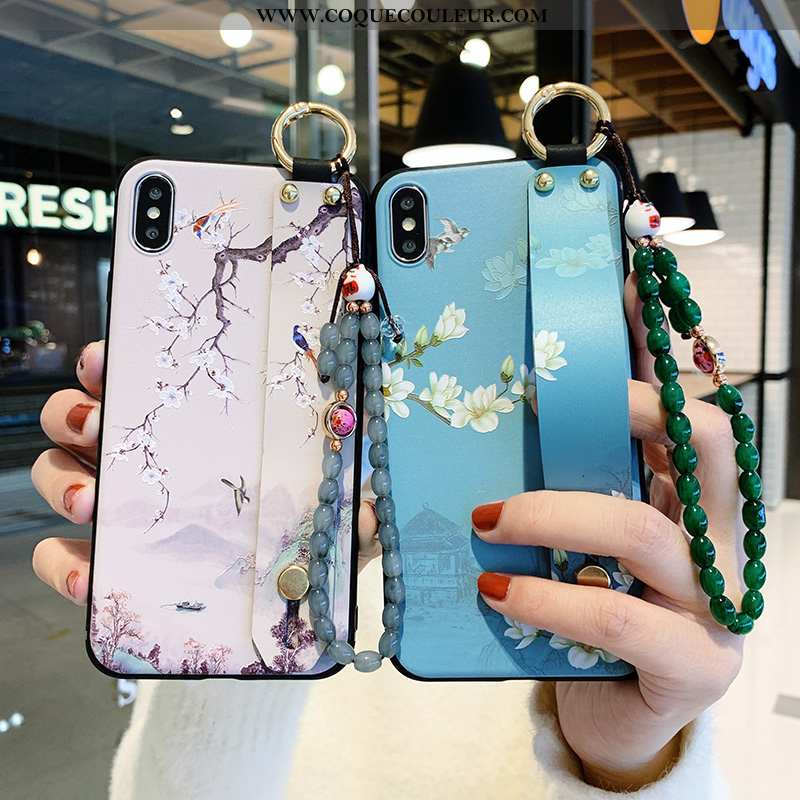 Coque iPhone X Personnalité Paysage Incassable, Housse iPhone X Créatif Fleur Bleu