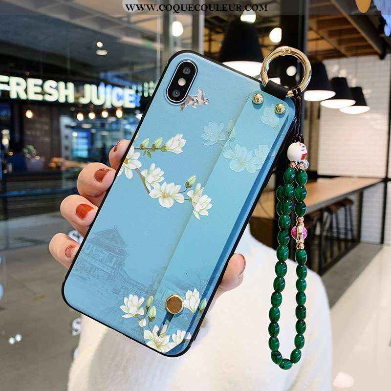 Coque iPhone X Personnalité Paysage Incassable, Housse iPhone X Créatif Fleur Bleu