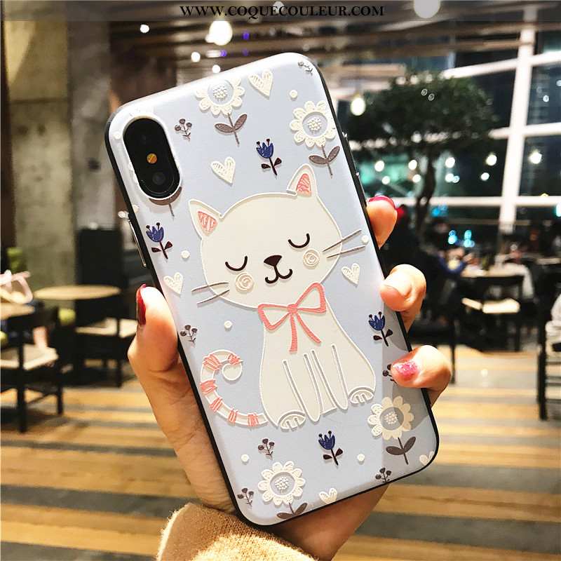 Housse iPhone X Dessin Animé Cerf Lion, Étui iPhone X Cou Suspendu Coque Bleu