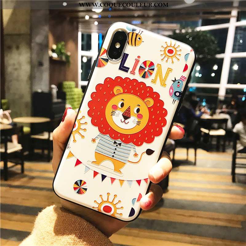 Housse iPhone X Dessin Animé Cerf Lion, Étui iPhone X Cou Suspendu Coque Bleu