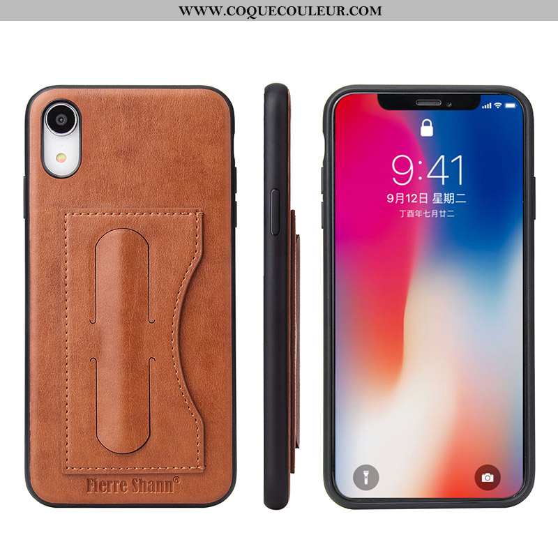 Housse iPhone Xr Cuir Vert Protection Contre Les Explosions, Étui iPhone Xr Protection Carte Turquoi