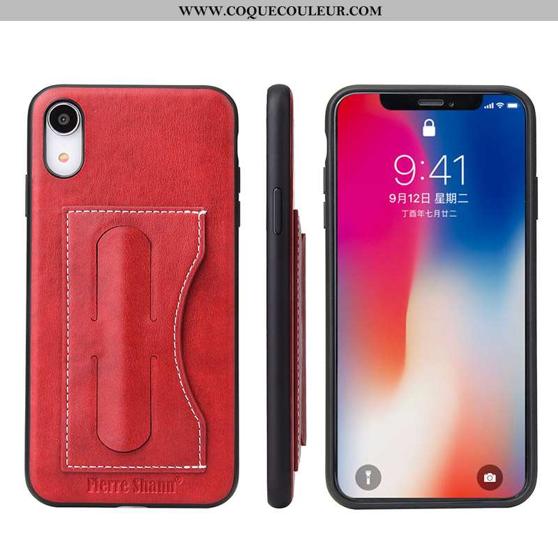 Housse iPhone Xr Cuir Vert Protection Contre Les Explosions, Étui iPhone Xr Protection Carte Turquoi