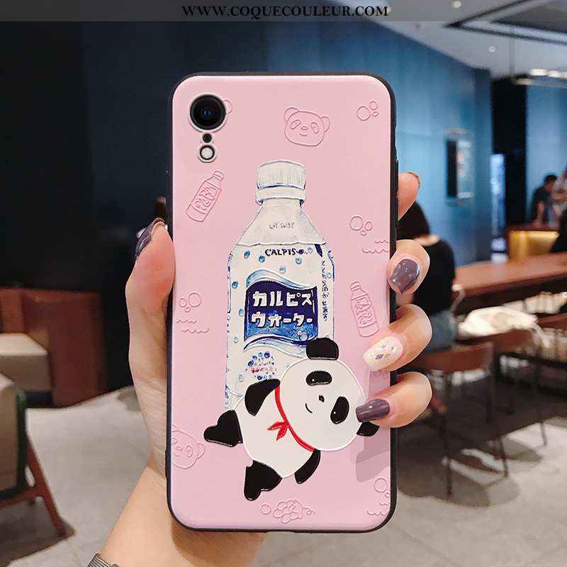 Étui iPhone Xr Silicone Rose Charmant, Coque iPhone Xr Personnalité Incassable