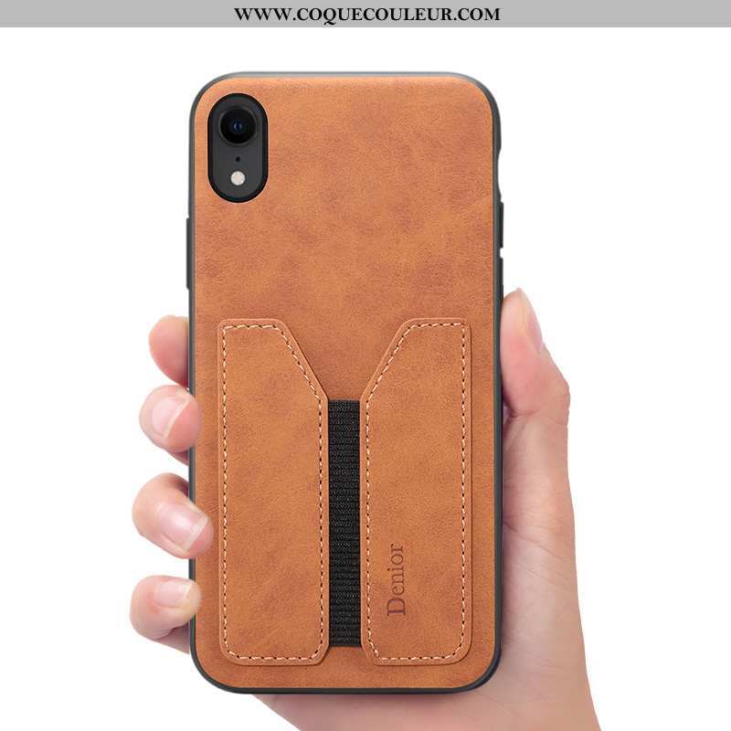 Coque iPhone Xr Cuir Étui, Housse iPhone Xr Portefeuille Téléphone Portable Marron