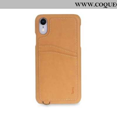 Housse iPhone Xr Cuir Téléphone Portable Authentique, Étui iPhone Xr Coque Marron