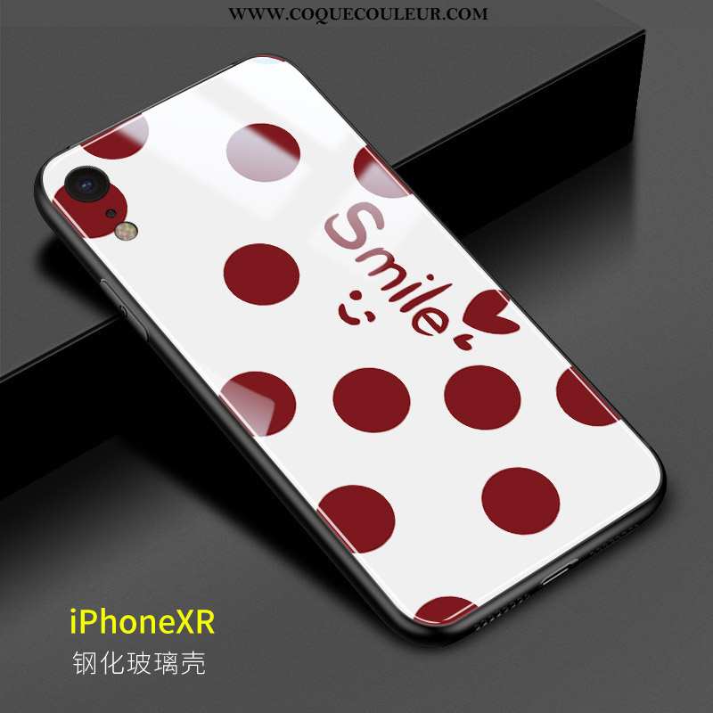 Coque iPhone Xr Mode Point D'onde Amoureux, Housse iPhone Xr Verre Rouge