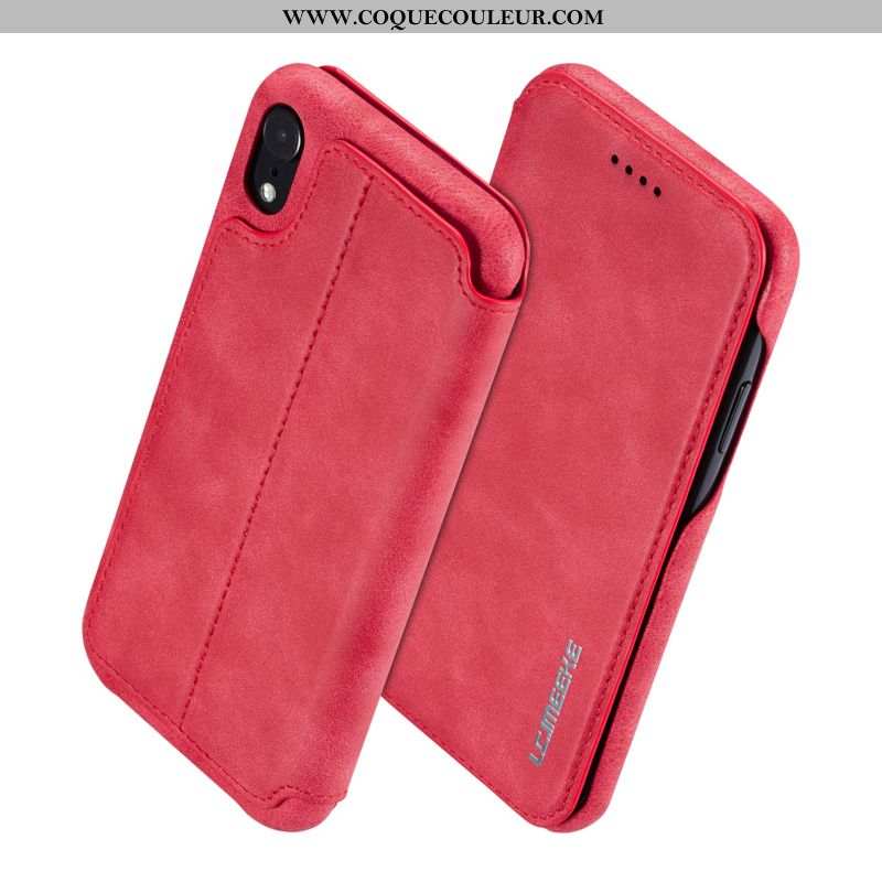 Coque iPhone Xr Légère Protection, Housse iPhone Xr Cuir Tout Compris Rouge