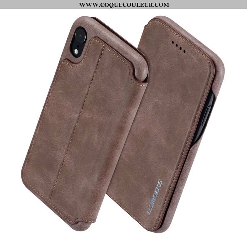 Coque iPhone Xr Légère Protection, Housse iPhone Xr Cuir Tout Compris Rouge