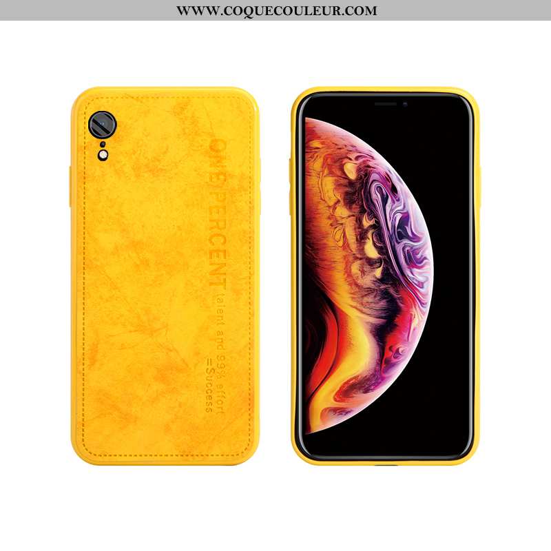 Coque iPhone Xr Ultra Cuir Luxe, Housse iPhone Xr Légère Étui Jaune