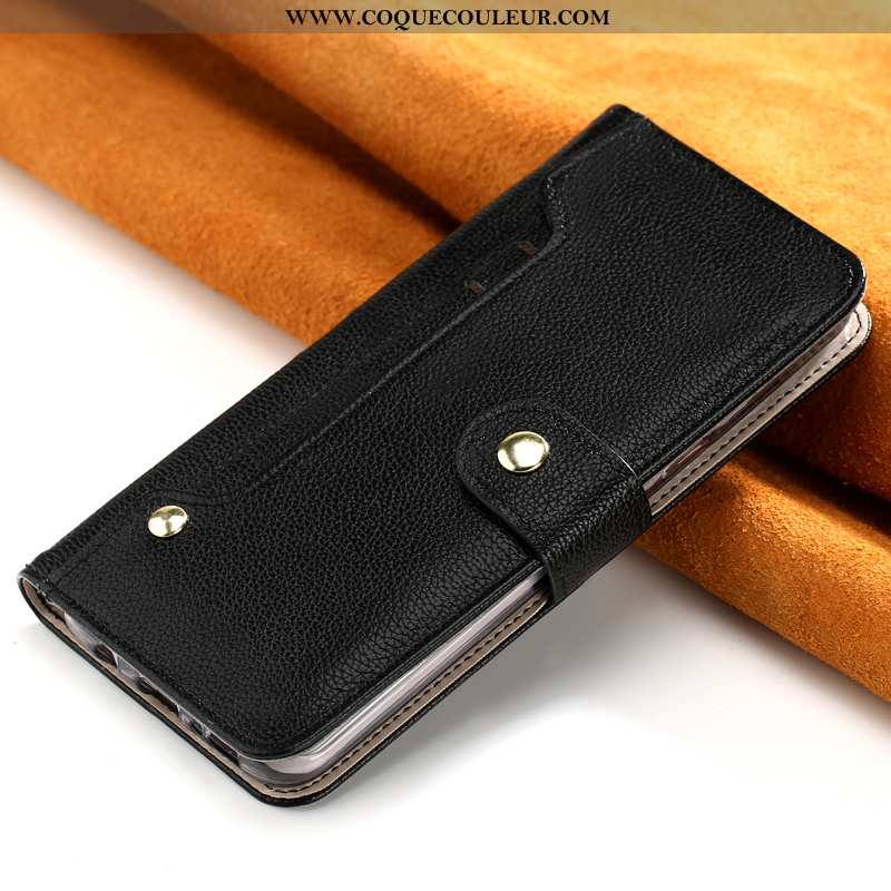 Housse iPhone Xr Portefeuille Incassable Téléphone Portable, Étui iPhone Xr Cuir Tout Compris Noir