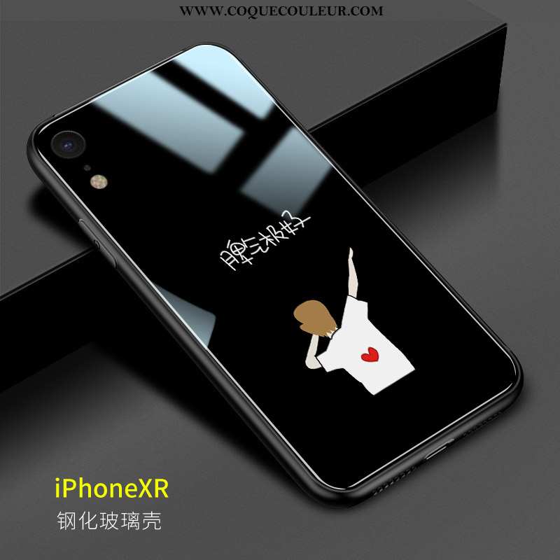 Étui iPhone Xr Verre Noir Amoureux, Coque iPhone Xr Personnalité