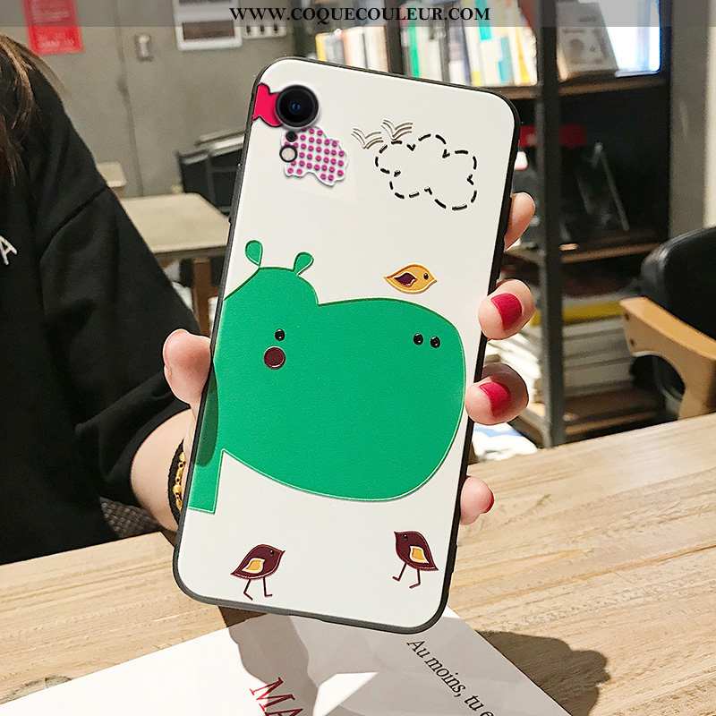 Coque iPhone Xr Gaufrage Frais Charmant, Housse iPhone Xr Dessin Animé Téléphone Portable Verte