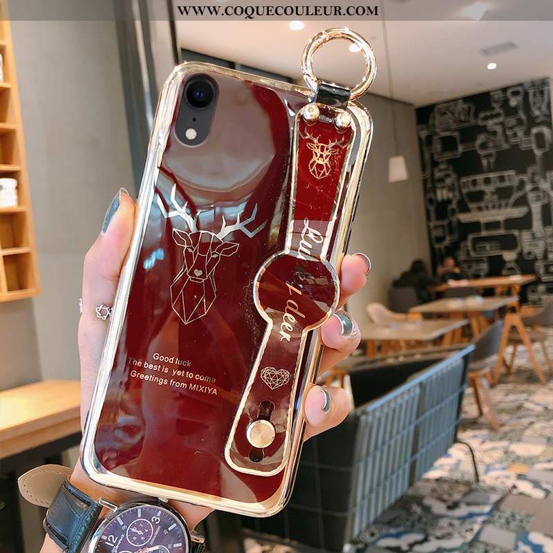 Étui iPhone Xr Tendance Rouge Cerf, Coque iPhone Xr Fluide Doux Placage