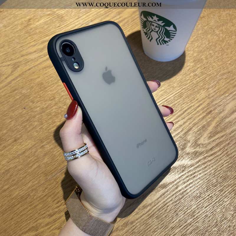 Étui iPhone Xr Délavé En Daim Incassable Transparent, Coque iPhone Xr Tendance Tout Compris Noir