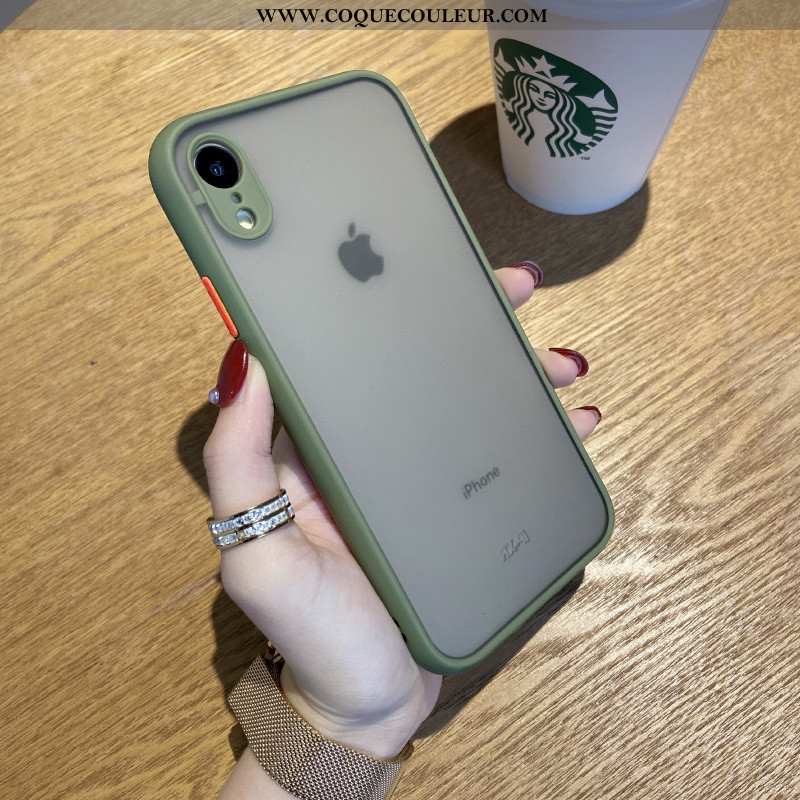 Étui iPhone Xr Délavé En Daim Incassable Transparent, Coque iPhone Xr Tendance Tout Compris Noir