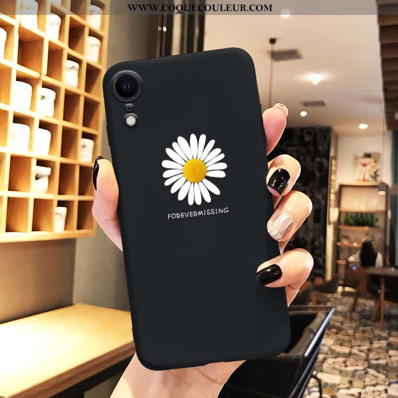 Étui iPhone Xr Tendance Silicone Créatif, Coque iPhone Xr Légère Dessin Animé Noir