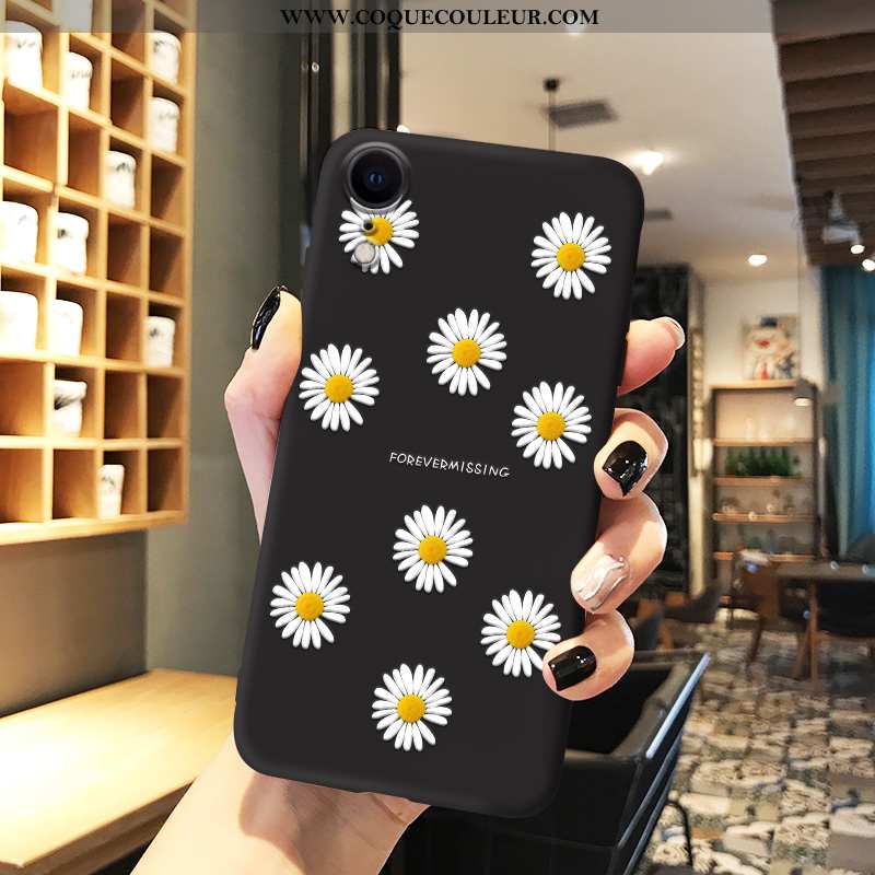 Étui iPhone Xr Tendance Silicone Créatif, Coque iPhone Xr Légère Dessin Animé Noir