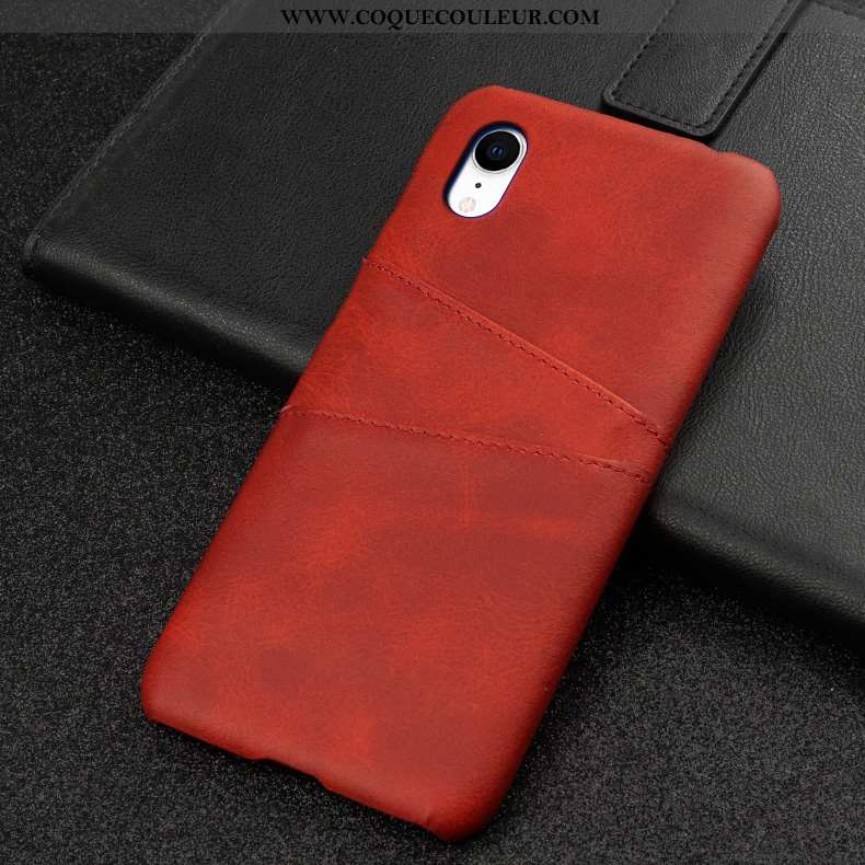 Étui iPhone Xr Mode Membrane Cuir, Coque iPhone Xr Protection Téléphone Portable Bleu Foncé