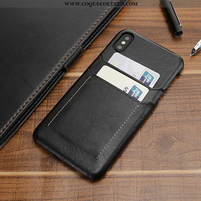 Housse iPhone Xs Max Protection Bovins Cuir, Étui iPhone Xs Max Luxe Luxe Noir