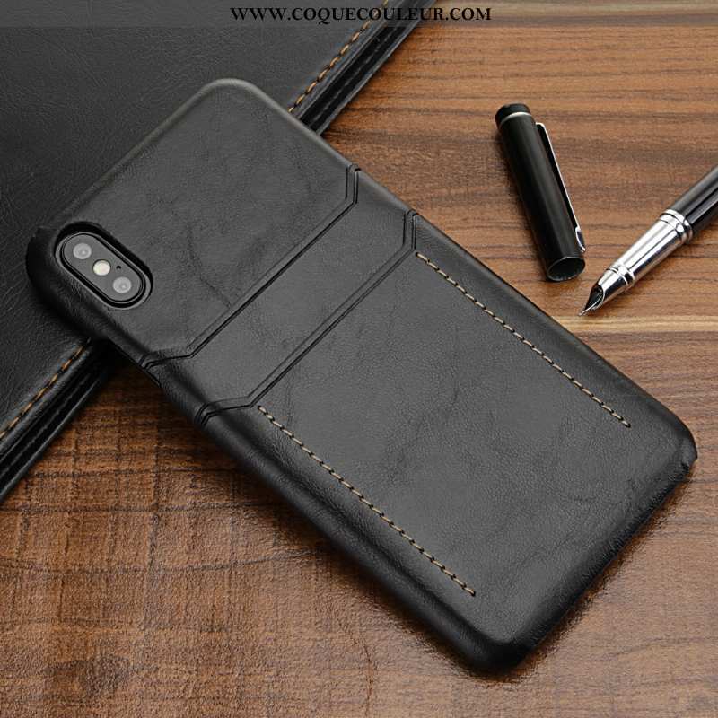 Housse iPhone Xs Max Protection Bovins Cuir, Étui iPhone Xs Max Luxe Luxe Noir