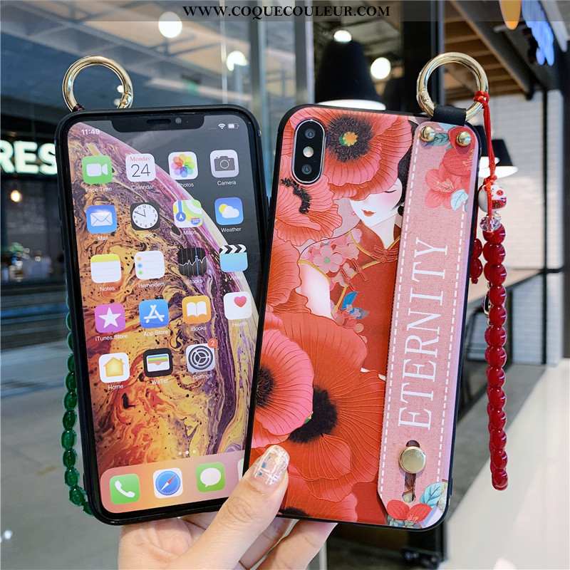 Étui iPhone Xs Max Ornements Suspendus Silicone Coque, Coque iPhone Xs Max Créatif Support Rouge