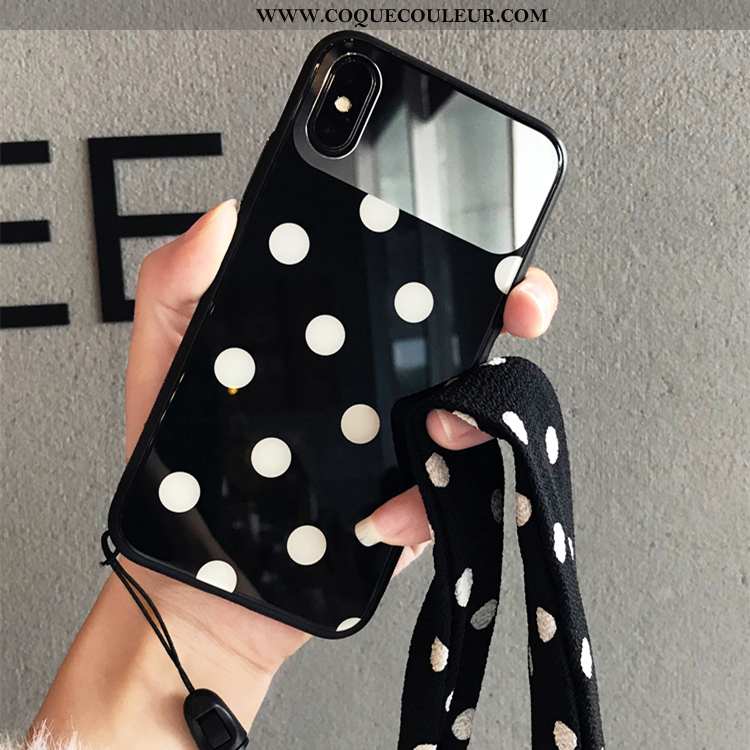 Housse iPhone Xs Max Verre Tendance Net Rouge, Étui iPhone Xs Max Ornements Suspendus Blanc Blanche