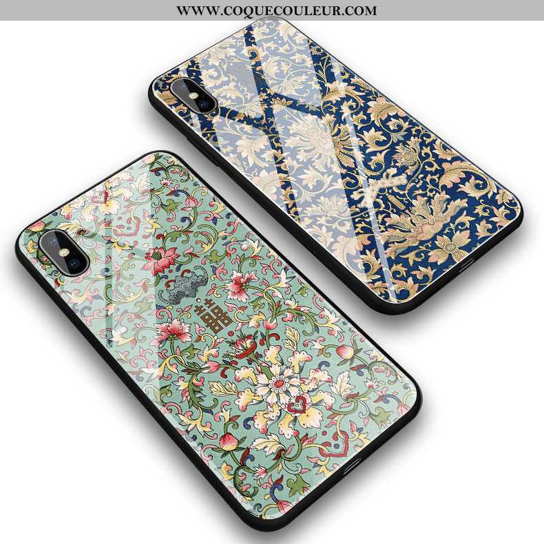 Coque iPhone Xs Max Verre Palais Art, Housse iPhone Xs Max Créatif Silicone Verte