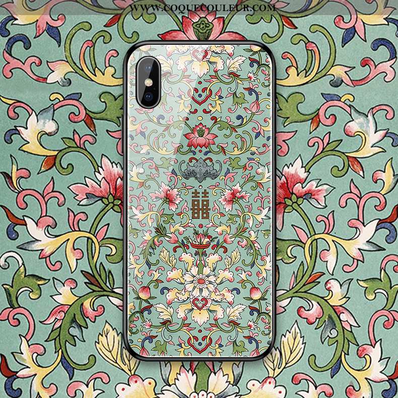 Coque iPhone Xs Max Verre Palais Art, Housse iPhone Xs Max Créatif Silicone Verte