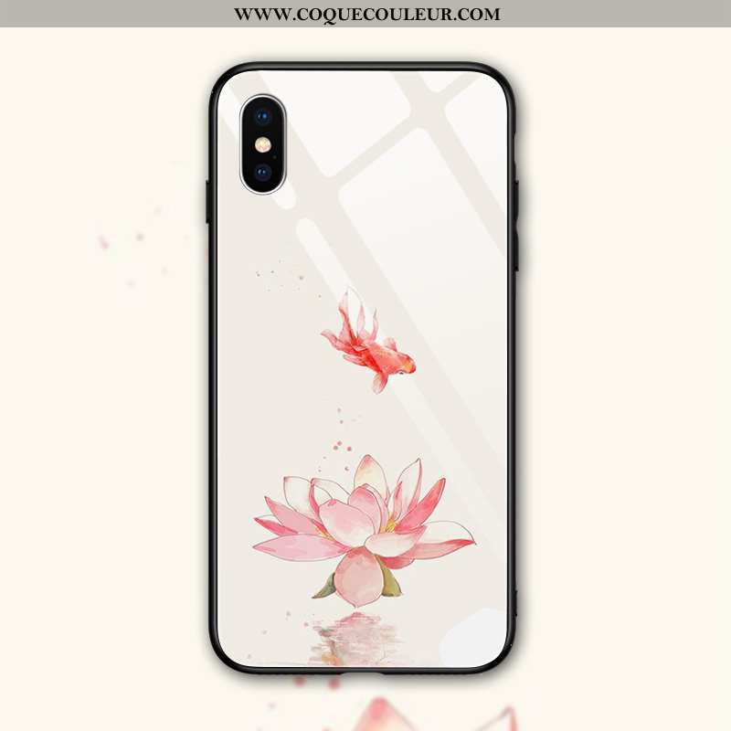 Étui iPhone Xs Max Fluide Doux Verre Miroir, Coque iPhone Xs Max Silicone Simple Rose