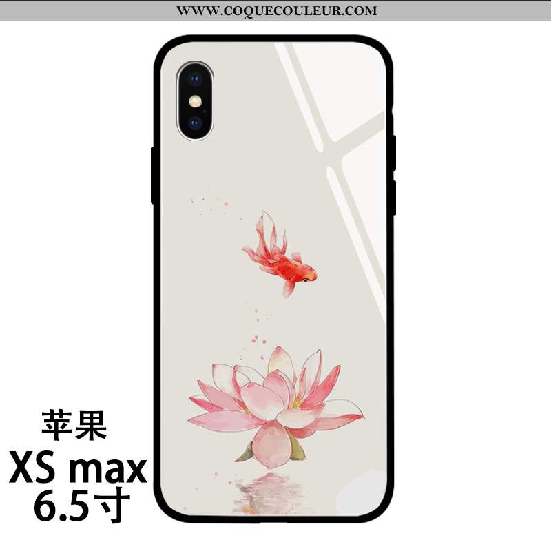 Étui iPhone Xs Max Fluide Doux Verre Miroir, Coque iPhone Xs Max Silicone Simple Rose