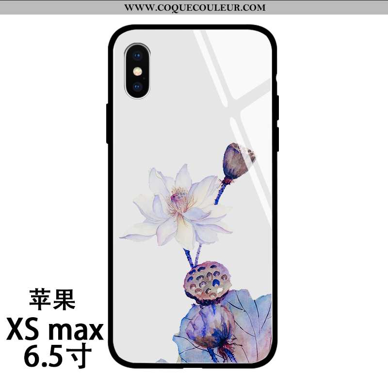 Étui iPhone Xs Max Fluide Doux Verre Miroir, Coque iPhone Xs Max Silicone Simple Rose
