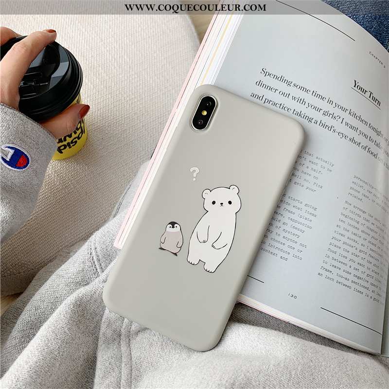 Housse iPhone Xs Max Charmant Gris Dessin Animé, Étui iPhone Xs Max Ultra Téléphone Portable