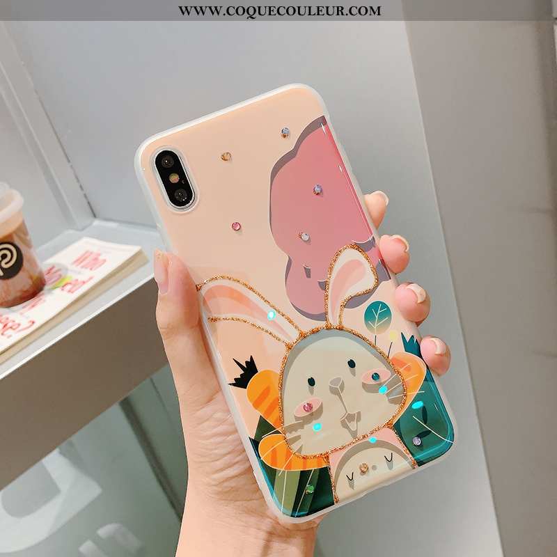 Étui iPhone Xs Max Tendance Rose Amoureux, Coque iPhone Xs Max Strass Lion