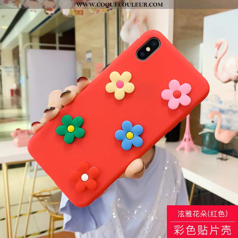 Housse iPhone Xs Max Dessin Animé Coque Fleur, Étui iPhone Xs Max Charmant Net Rouge Verte