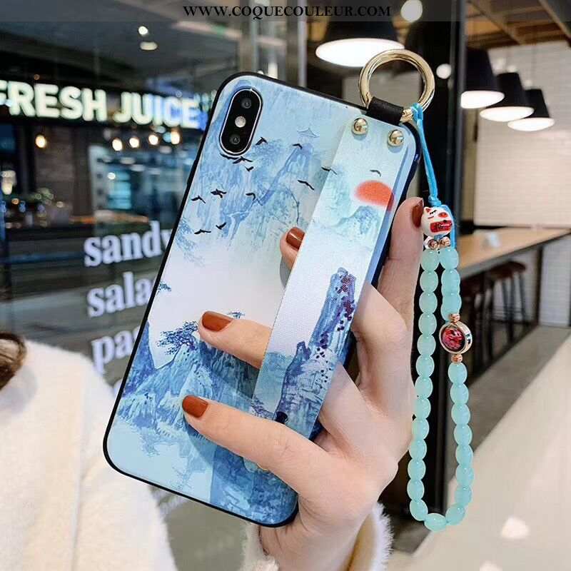 Étui iPhone Xs Max Silicone Bleu Créatif, Coque iPhone Xs Max Protection Fluide Doux