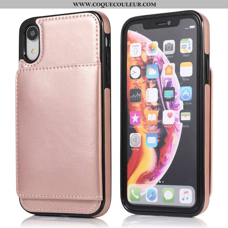 Coque iPhone Xs Max Cuir Portefeuille Rose, Housse iPhone Xs Max Créatif Sac Carte Rose