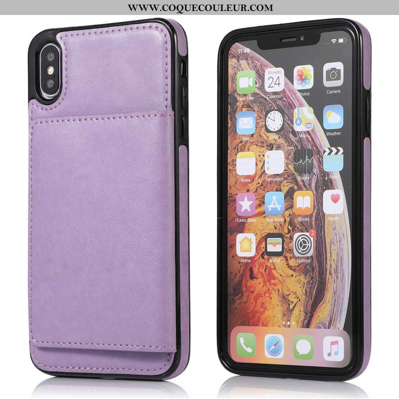 Coque iPhone Xs Max Cuir Portefeuille Rose, Housse iPhone Xs Max Créatif Sac Carte Rose