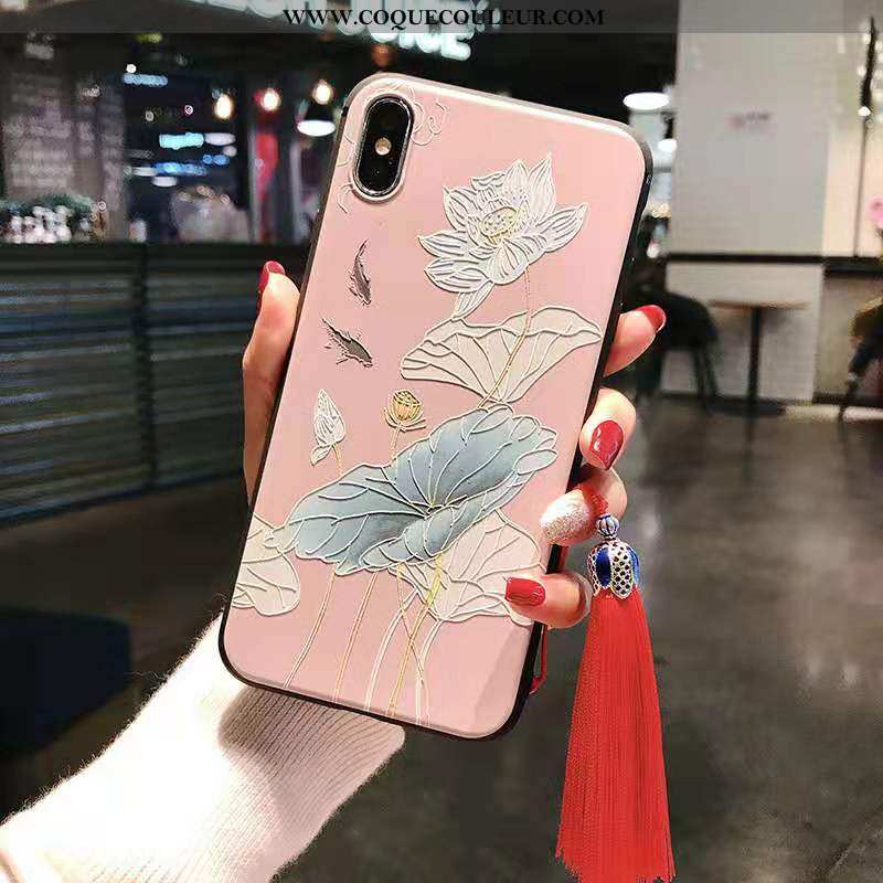 Housse iPhone Xs Max Fluide Doux Tout Compris Luxe, Étui iPhone Xs Max Mode Rose