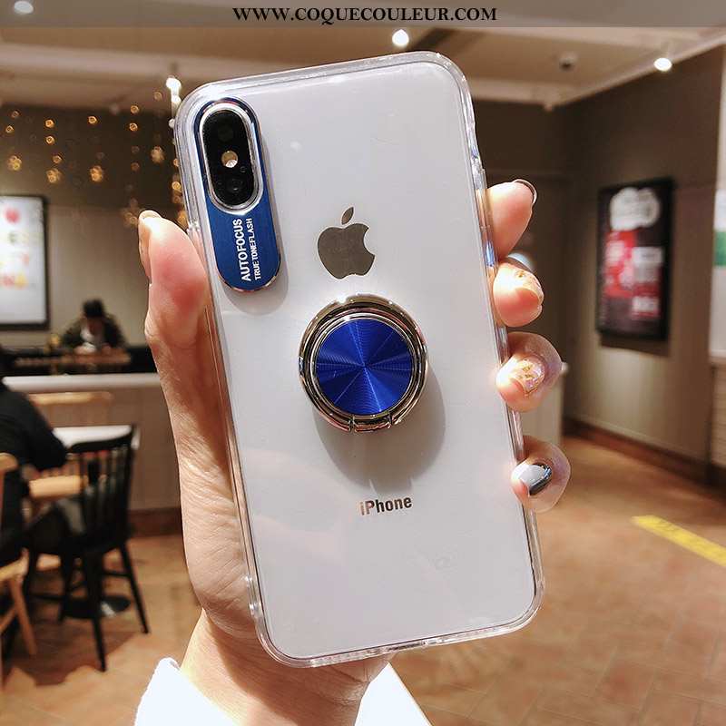 Housse iPhone Xs Max Transparent Une Agrafe À Bord, Étui iPhone Xs Max Créatif Bleu Foncé