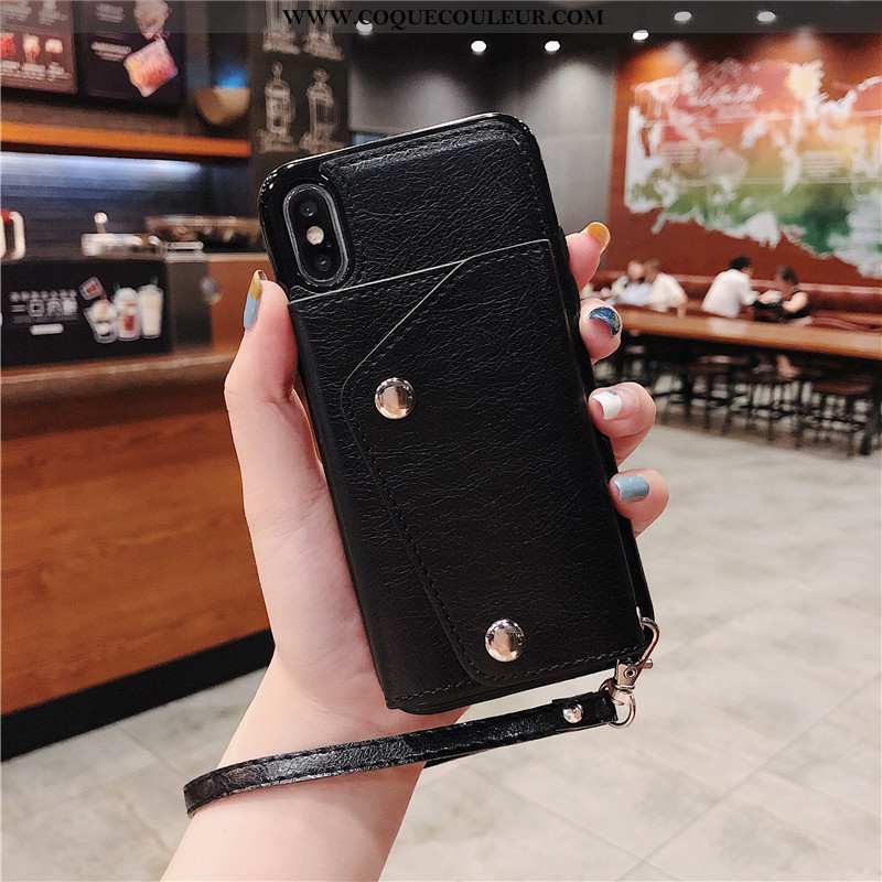 Coque iPhone Xs Max Cuir Téléphone Portable Tendance, Housse iPhone Xs Max Portefeuille Sac Carte Ro