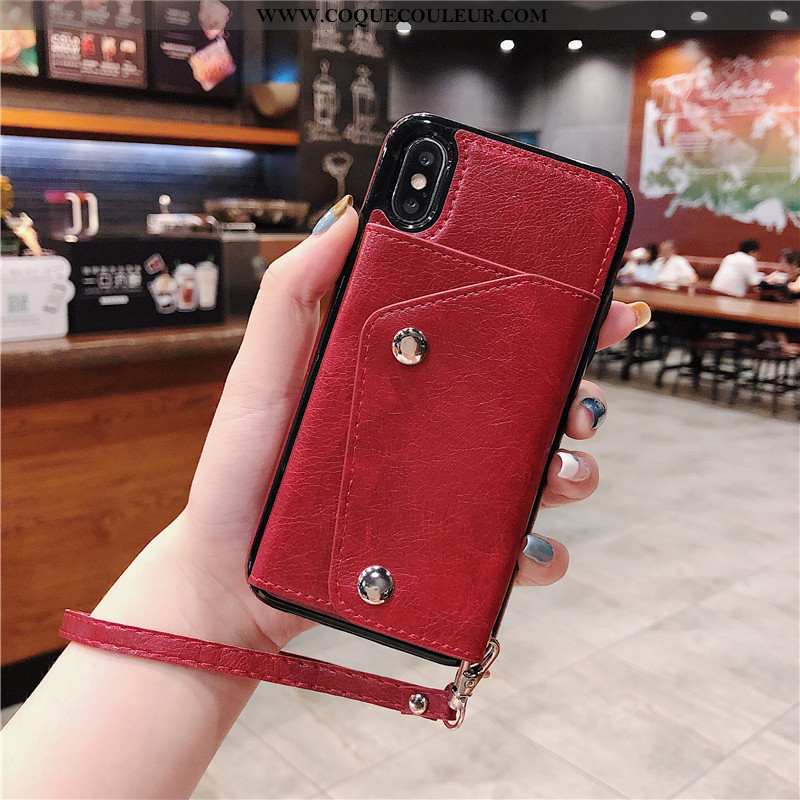 Coque iPhone Xs Max Cuir Téléphone Portable Tendance, Housse iPhone Xs Max Portefeuille Sac Carte Ro